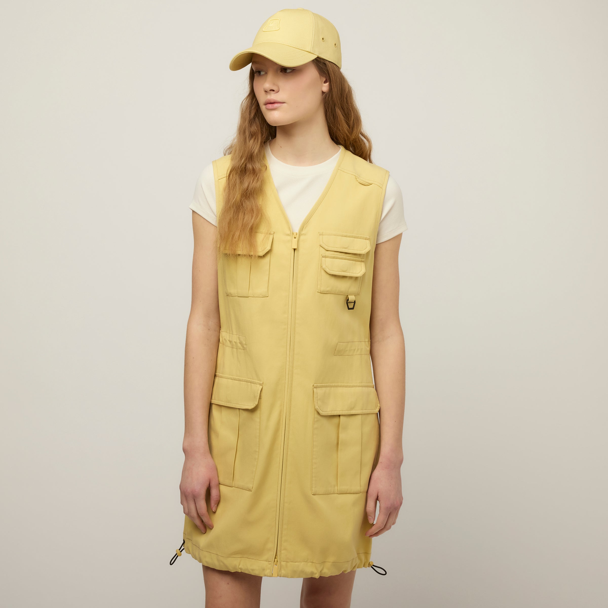 safari dress for women Tencel Cotton Safari Vest Dress Lemongrass / S