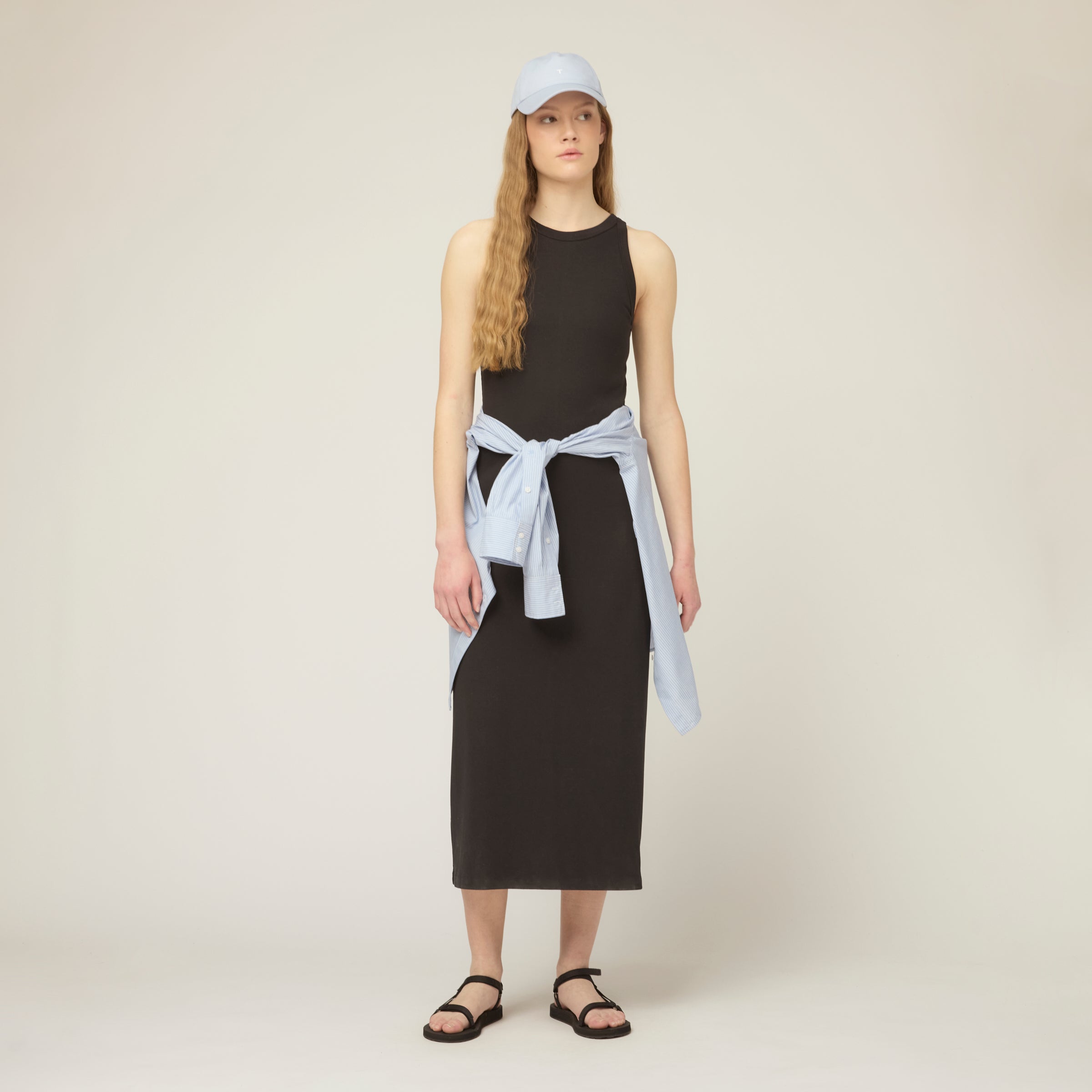 black rib dress midi Z Supply Raewyn Black Rib Midi Dress - All Dresses