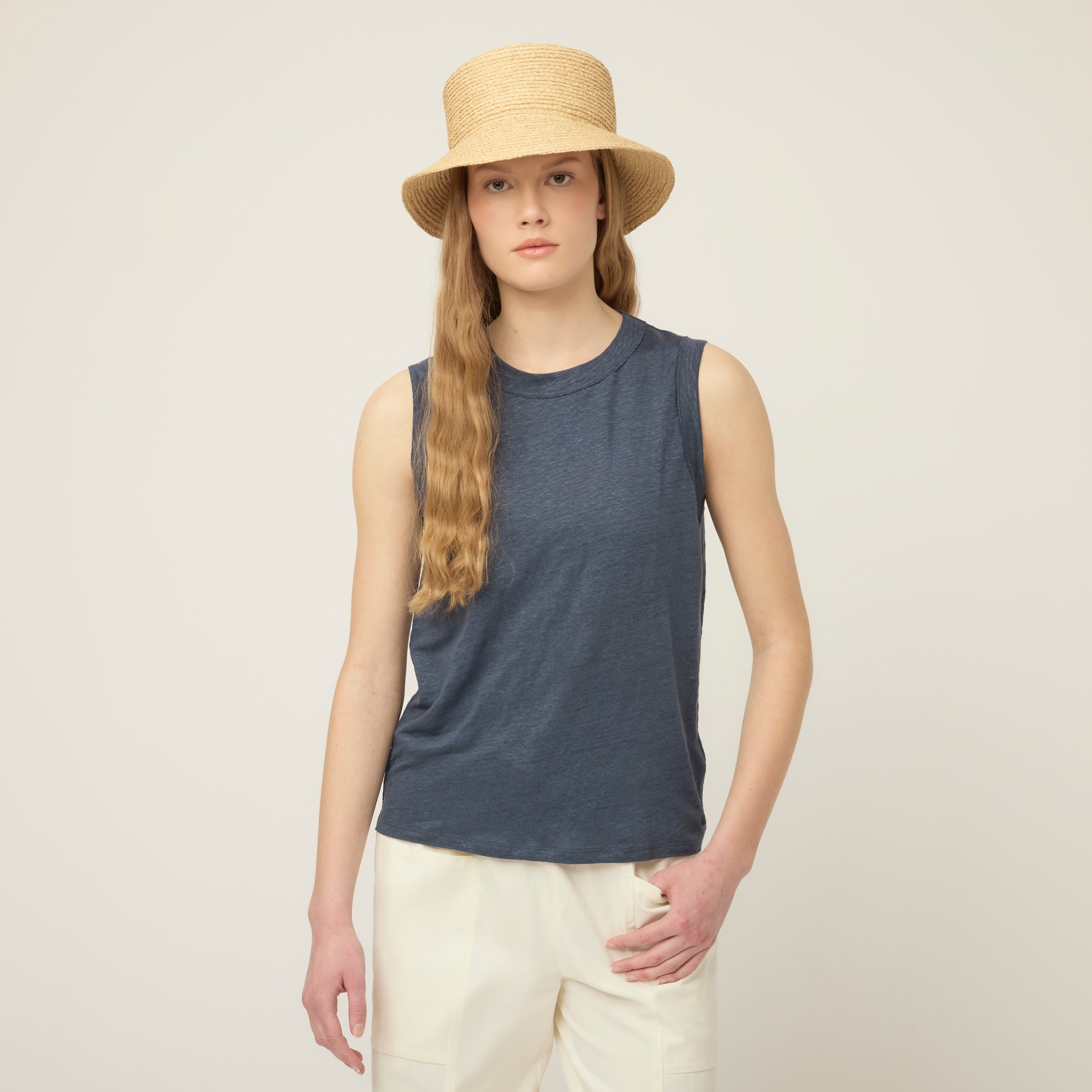 Linen Jersey Tank Dark Blue / XL